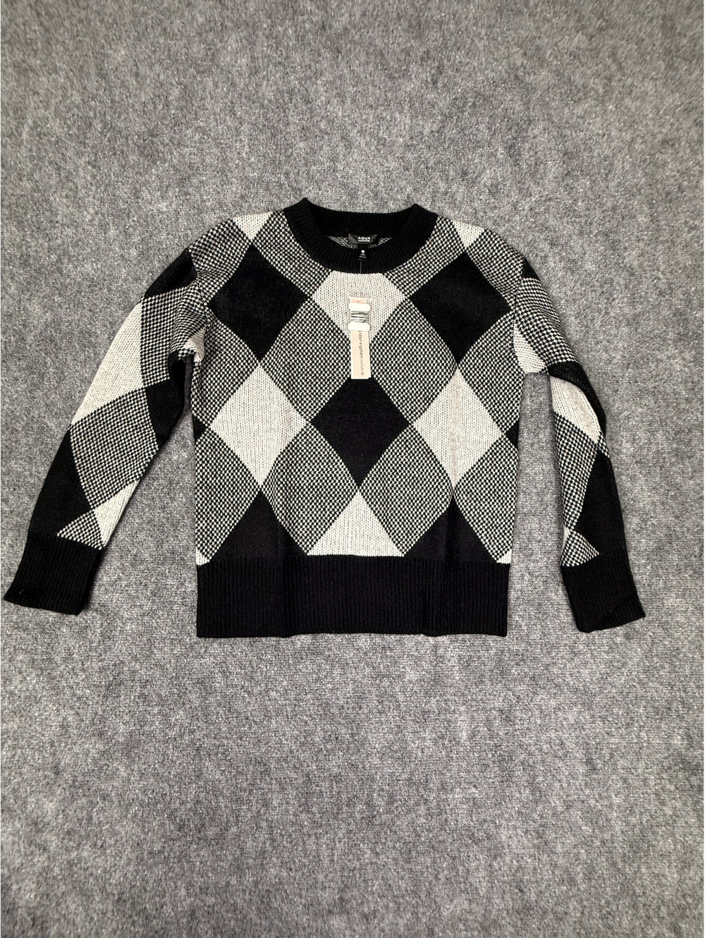 Aqua Cashmere Argyle Pattern Sweater XS